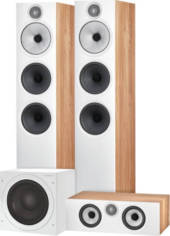 Bowers & Wilkins HTM6 S3 + 603 S3 (per paar) Bruin + ASW608 Wit