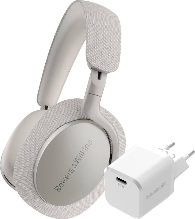 Bowers & Wilkins Px7 S2 Grijs + BlueBuilt Power Delivery Oplader met Usb C Poort 20W Wit