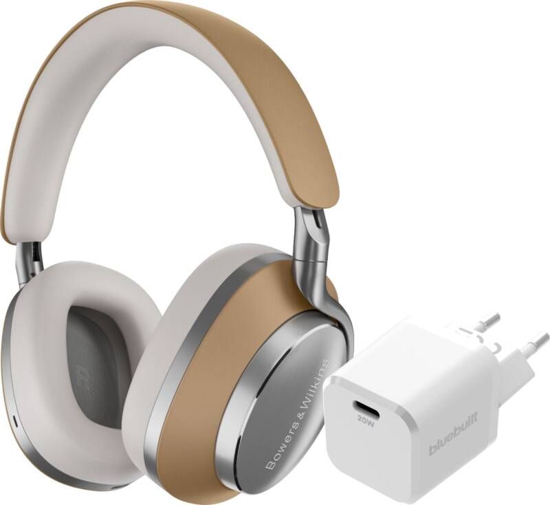 Bowers & Wilkins Px8 Bruin + BlueBuilt Power Delivery Oplader met Usb C Poort 20W Wit