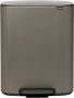 Brabantia Bo pedaalemmer 2 x 30 liter met 2 kunststof binnenemmer Platinum - Thumbnail 1