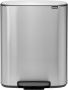 Brabantia Bo pedaalemmer 2 x 30 liter met 2 kunststof binnenemmer Matt Steel Fingerprint Proof - Thumbnail 1