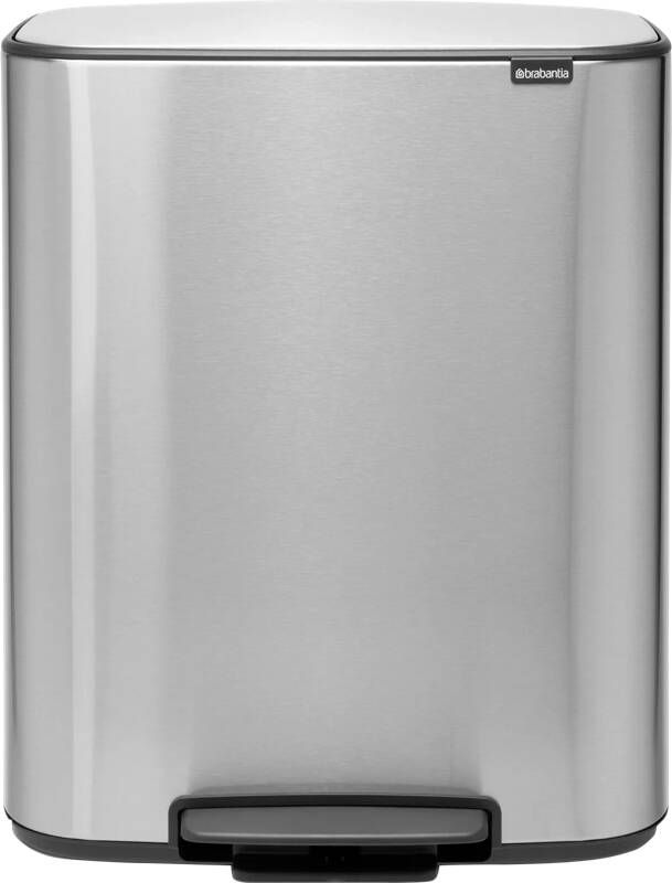 Brabantia Bo pedaalemmer 2 x 30 liter met 2 kunststof binnenemmer Matt Steel Fingerprint Proof
