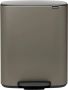 Brabantia Bo pedaalemmer 60 liter met kunststof binnenemmer Platinum - Thumbnail 1