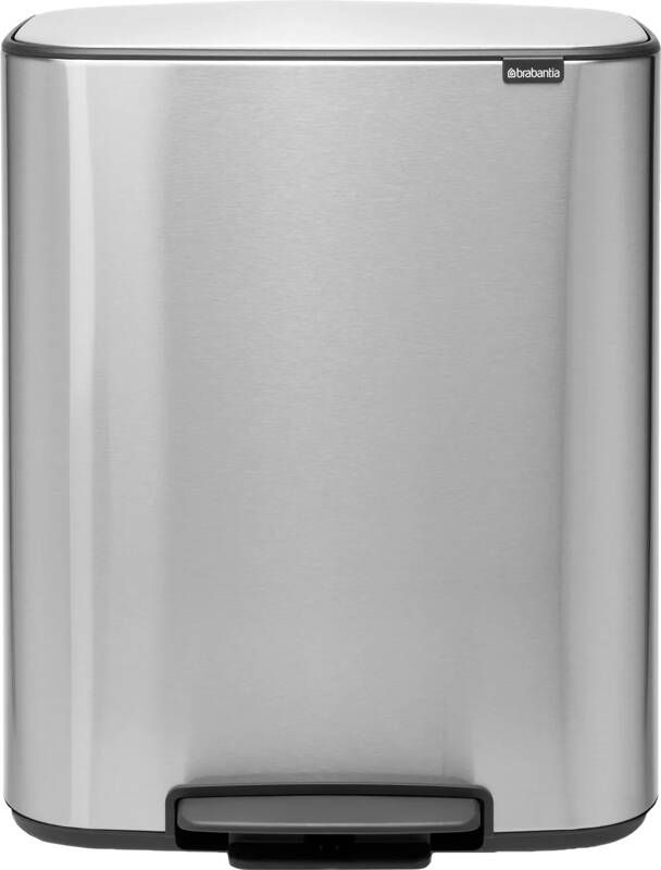 Brabantia Bo pedaalemmer 60 liter met kunststof binnenemmer Matt Steel Fingerprint Proof