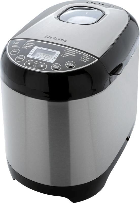 Brabantia BBEK1114 Broodbakmachine 19 programma's 3 bruiningsniveau's Warmhoudfunctie Uitsteltimer RVS