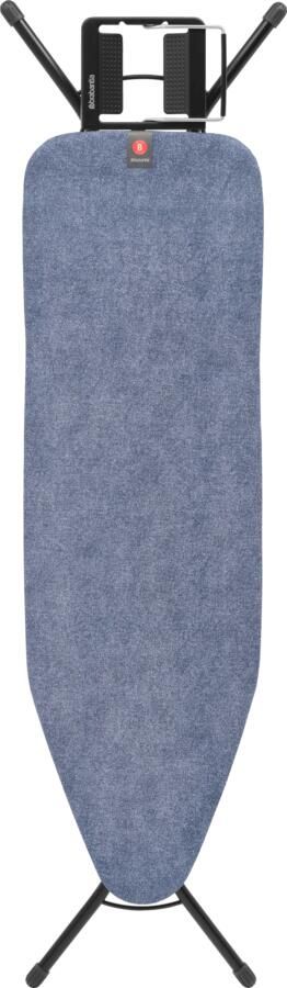 Brabantia Strijkplank B 124x38 cm Denim Blue met strijkijzerhouder Black