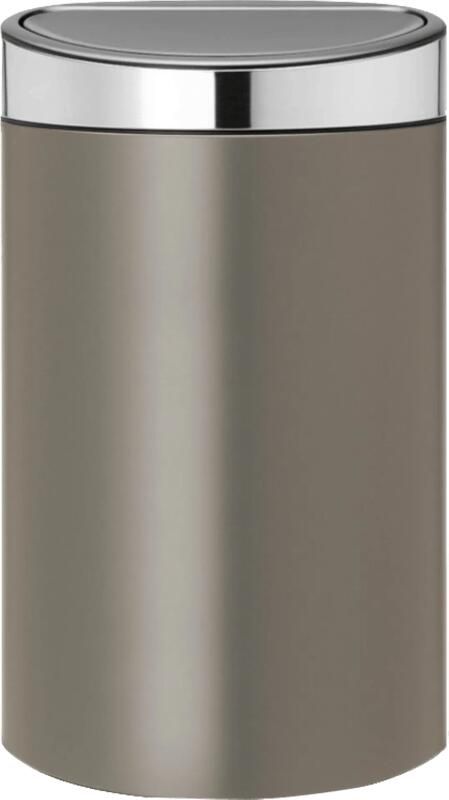 Brabantia Afvalverzamelaar 40 liter 'Touch Bin' met kunststof binnenemmer Platinum Matt Steel deksel
