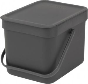 Brabantia Sort & Go afvalemmer 6 liter Dark Grey