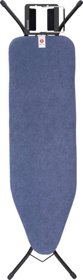 Brabantia Strijkplank B 124x38 cm Denim Blue met strijkijzerhouder Black