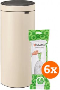 Brabantia Touch Bin 30 Liter Soft Beige + Vuilniszakken(120 )