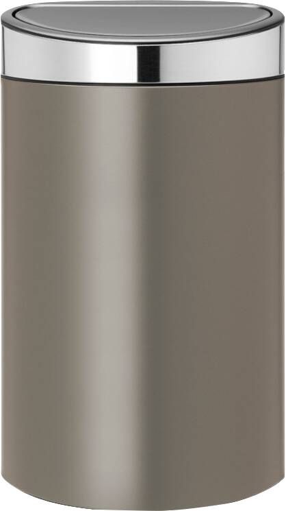 Brabantia Afvalverzamelaar 40 liter 'Touch Bin' met kunststof binnenemmer Platinum Matt Steel deksel - Foto 1
