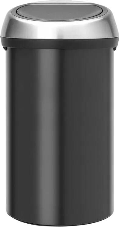 Brabantia Touch Bin Prullenbak 60 liter Matt Black Matt Steel Fingerprint Proof deksel