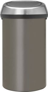 Brabantia Afvalverzamelaar 60 liter 'Touch Bin' met Fingerprint Proof deksel Platinum