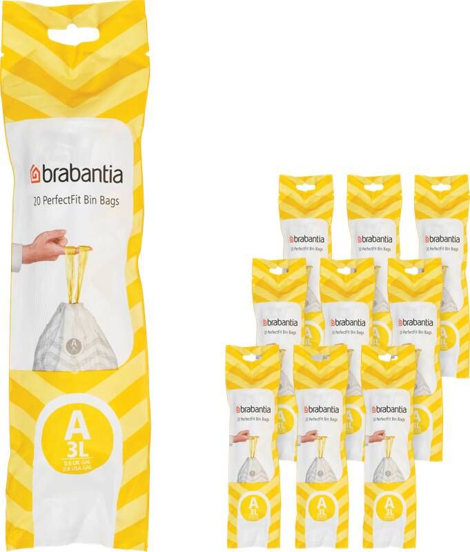 Brabantia Type A PerfectFit Jaarverpakking Afvalzak 3 Liter 200 Stuks