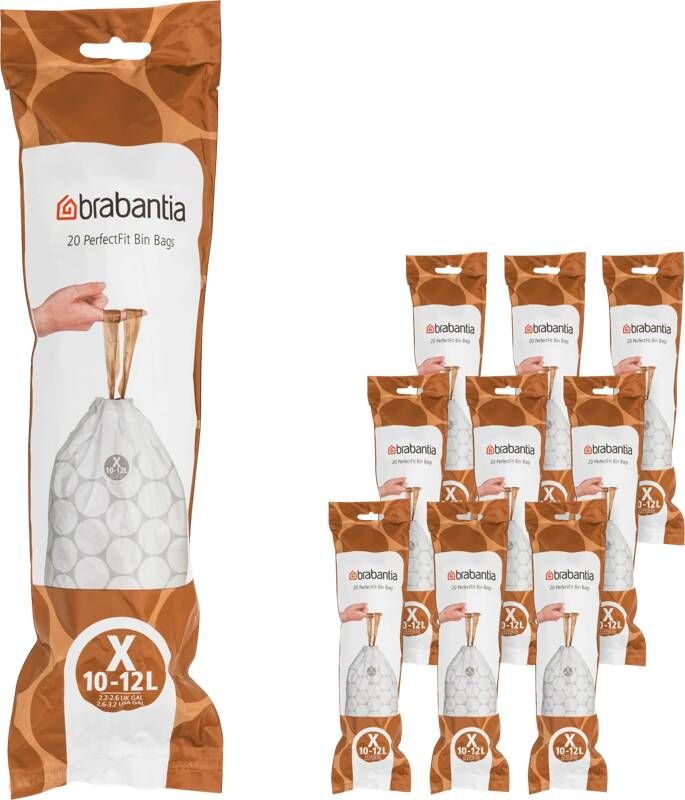 Brabantia Type X PerfectFit Jaarverpakking Afvalzak 10-12 Liter 200 Stuks