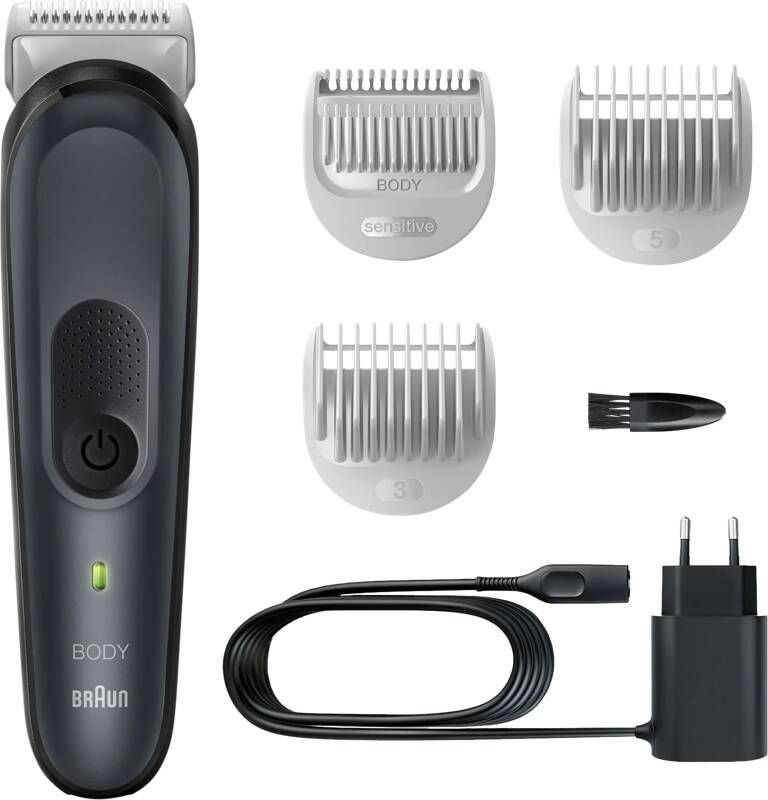 Braun Body Groomer 3 BG3350 Tondeuse Pour Le Corps Avec Sabot Pour Zones Sensibles Noir Gris