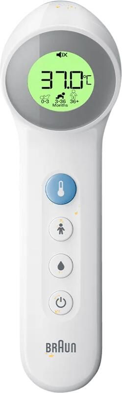 Braun 3-in-1 no touch Thermometer BNT400 Voorhoofd Koortsthermometer Infrarood Lichaamsthermometer