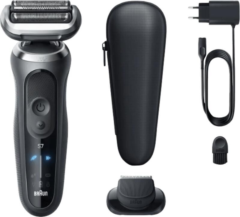 Braun Series 7 elektrisch scheerapparaat met reisetui en precisietrimmeropzetstuk 72-G1200S grijs