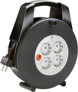 Brennenstuhl Vario Line Kabelbox 4-voudig mini-Kabelhaspel (kabelhaspel voor binnen 15 m kabel Made in Germany) zwart grijs