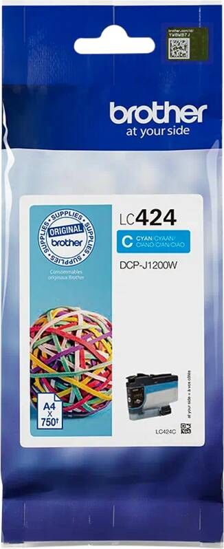 Brother LC424C Inktcartridge 750 pagina&apos;s hoog rendement cyaan voor DCP-J1200W