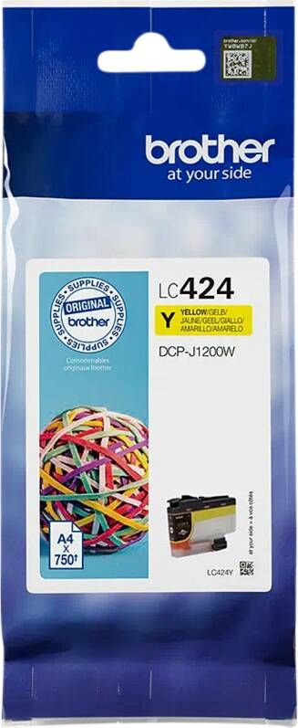 Brother LC424Y Inktcartridge 750 pagina&apos;s hoog rendement geel voor DCP-J1200W