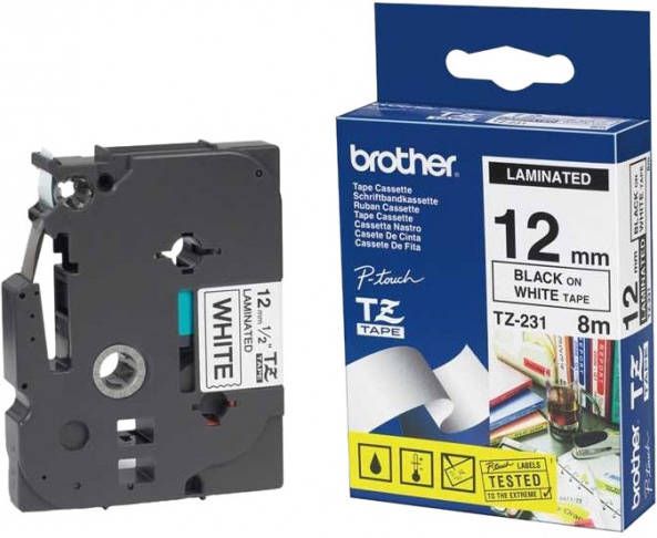 Brother TZE-231 zwart op wit breedte 12 mm labels