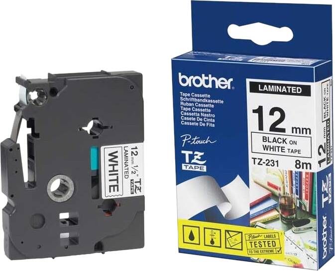 Brother TZE-231 zwart op wit breedte 12 mm labels