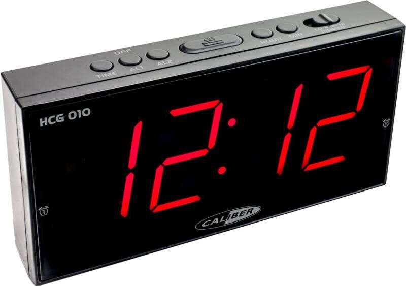 Caliber Digitale Wekker Met Dual Alarm Dual Alarmklok Groot Rood Display Dimbare Helderheid (HCG010)