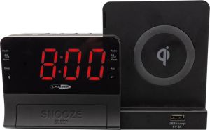 Caliber Wekkerradio Met Draadloze Oplader Alarmklok met Bluetooth en FM Radio Digitale Wekker (HCG012QI-BT)