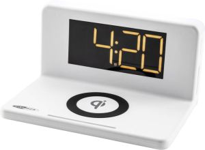 Caliber Digitale Wekker Met Draadloze Oplader LED Nachtlamp Alarmklok met 2 alarmen (HCG018QI-W)