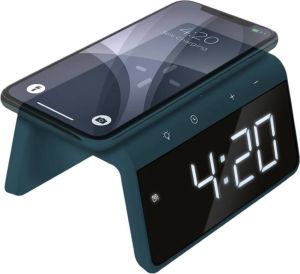 Caliber Jupiter Digitale Wekker met Draadloze Oplader Dual Alarmklok met Wake Up Light Pacific Blue (HCG019QI-PB)