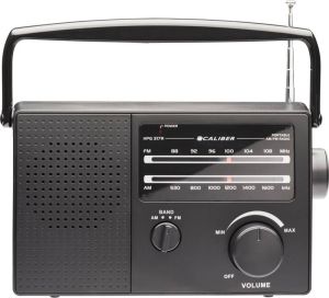 Caliber Retro 3000 Draagbare Radio Batterijen of Netsnoer AM FM-radio met Handvat en Koptelefoonaansluiting