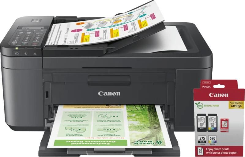 Canon PIXMA TR4755i + 1 set extra cartridges + fotopapier