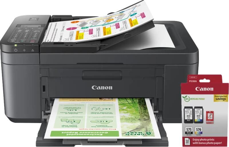 Canon PIXMA TR4755i + 1 set extra cartridges + fotopapier
