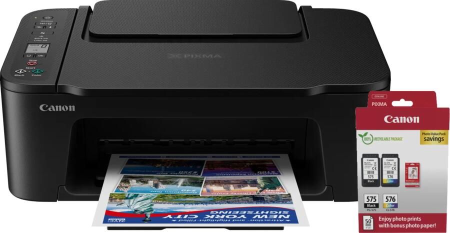 Canon PIXMA TS3750i + 1 set extra cartridges + fotopapier