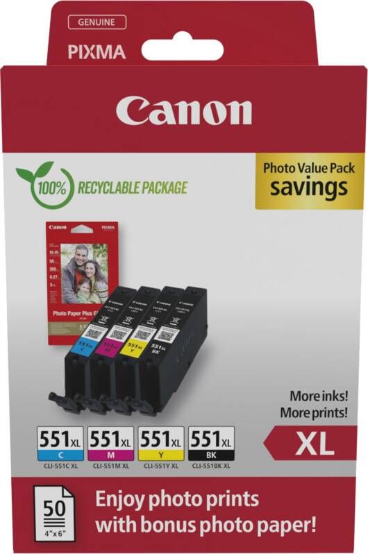 Canon CLI-551XL Ink Cartridge C M Y BK | Cartridges&Toners | Computer&IT Printen&Scannen | 8714574679259