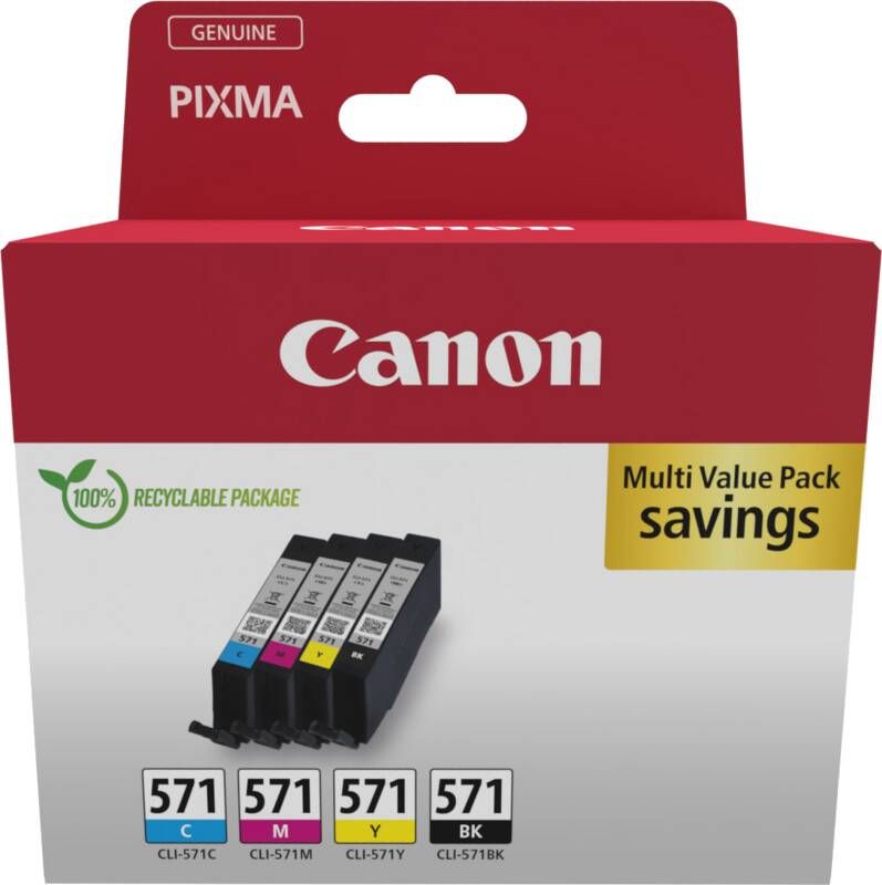 Canon Multipack-inktcartridges CLI-571 Zwart Cyaan Magenta Geel