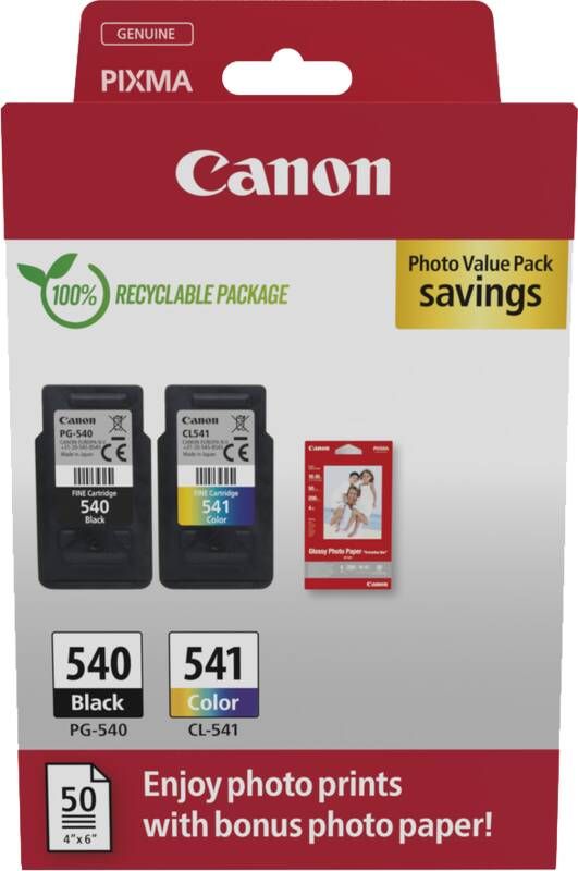 Canon PG-540 CL-541 Photo Value Pack | Cartridges&Toners | Computer&IT Printen&Scannen | 8714574679754