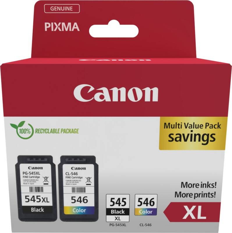 Canon PG-545XL CL-546XL multipack met fotopapier zwart en kleur cartridge