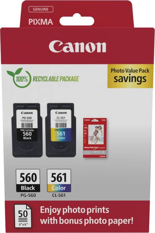 Canon PG-560 + CL-561 Photo Value Pack | Cartridges&Toners | Computer&IT Printen&Scannen | 8714574679457