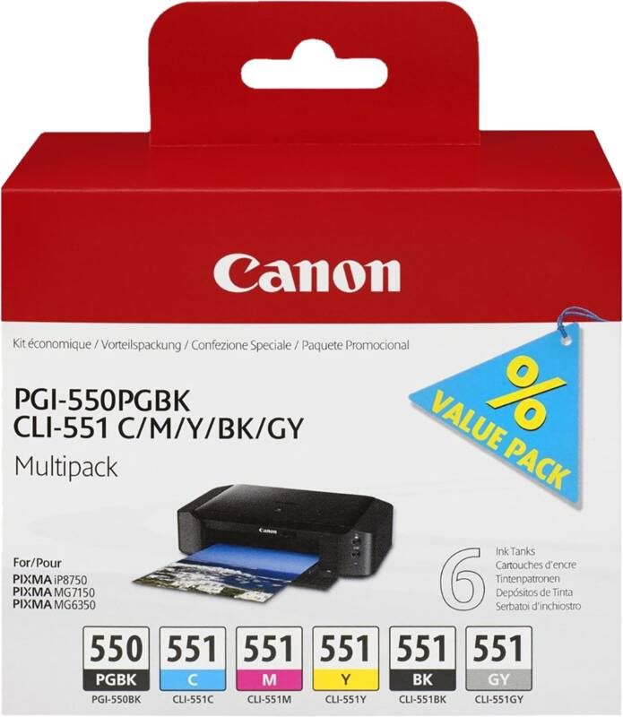 Canon PGI-550 CLI-551PGBK C M Y BK GY MP VALPK | Cartridges&Toners | Computer&IT Printen&Scannen | 6496B005