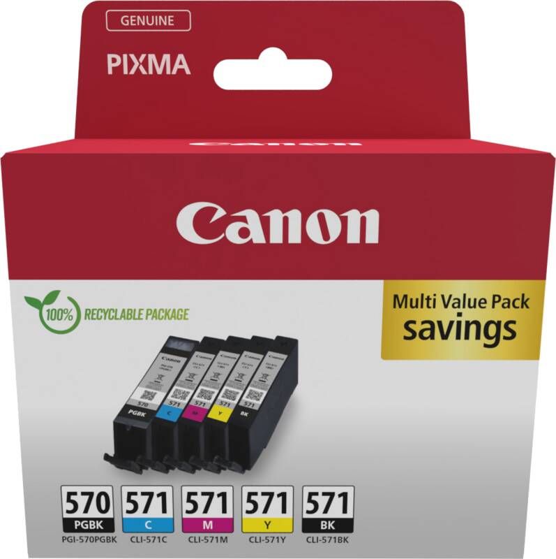 Canon PGI-570 CLI-571 C M Y BK Multi Value Pack | Cartridges&Toners | Computer&IT Printen&Scannen | 8714574679211