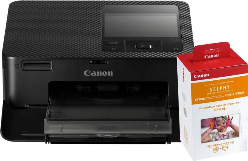 Canon SELPHY CP1500 Zwart + RP-108 Inkt Cassette Papier Set 108 vel