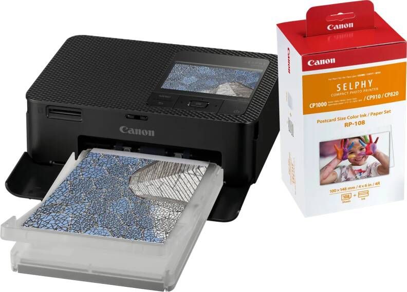 Canon SELPHY CP1500 Zwart + RP-108 Inkt Cassette Papier Set 108 vel