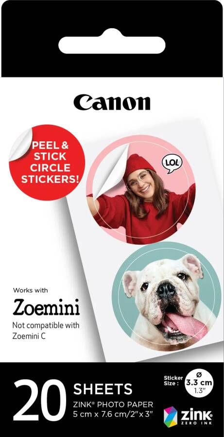 Canon Zink Fotopapier Rond (20 vellen)