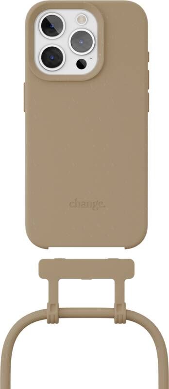 Change Case Apple iPhone 15 Pro Back Cover met Koord Bruin