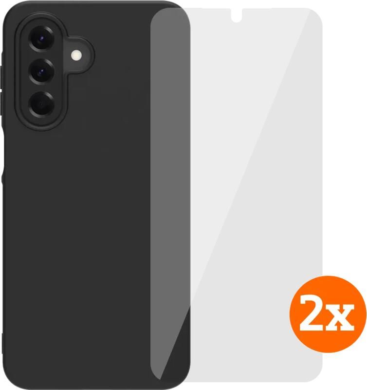 Coolblue BlueBuilt Samsung Galaxy A17 4G 5G Back Cover Zwart + Screenprotector Glas Duo Pack