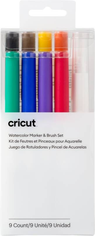 Cricut Aquarel markers en kwasten 9-pack 1.0 mm