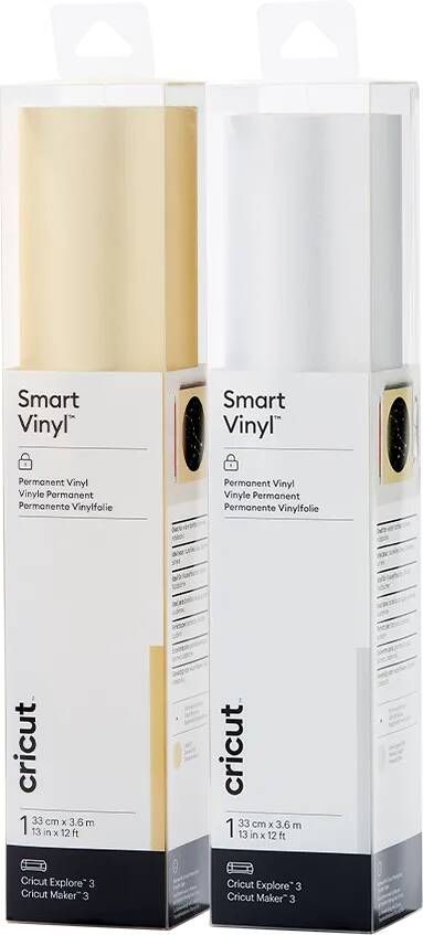 Cricut Smart Vinyl Permanent 33x366 Shimmer Goud en Shimmer Zilver Combo Pack