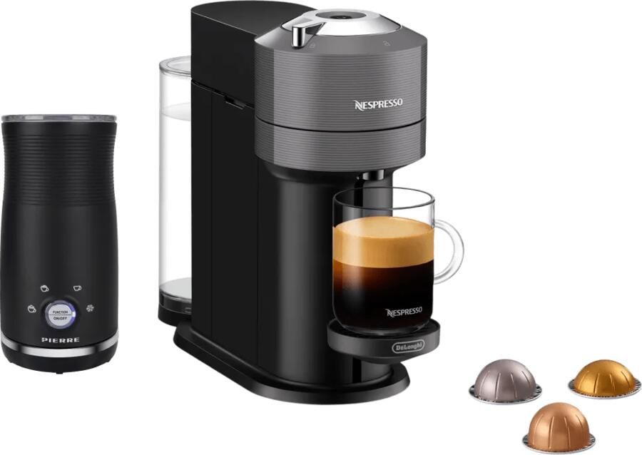 Delonghi De'Longhi Nespresso Vertuo Next ENV120.GY + Pierre Melkopschuimer